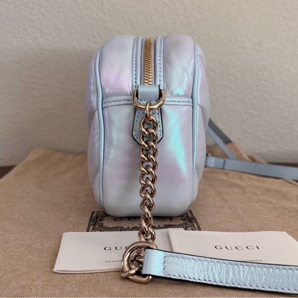 ❌SOLD❌NEW GUCCI GG Marmont Limited Edition Iridescent Quilted Leather Crossbody - Picture 6 of 8